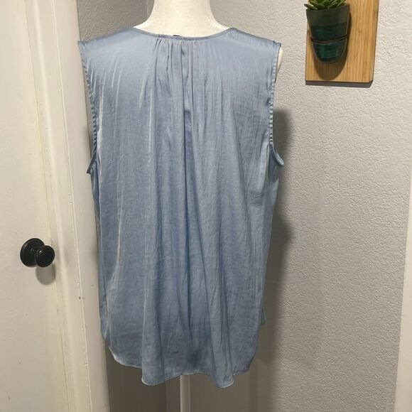Hilary Radley Light Blue Front Pintuck Sleeveless V Neck Tank Top Size XL - Picture 6 of 7